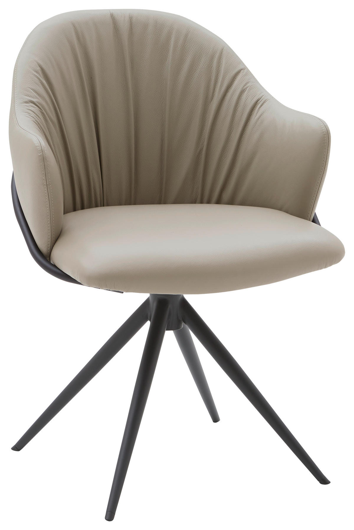 ARMLEHNSTUHL  in Echtleder pigmentiert  - Anthrazit/Grau, Design, Leder (57/84/44,5cm) - Belluti