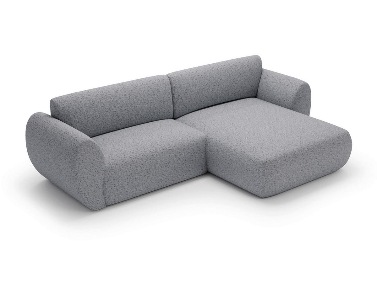 ECKSOFA Chenille Hellgrau  - Hellgrau/Schwarz, Design, Kunststoff/Textil (288/170cm) - Livetastic