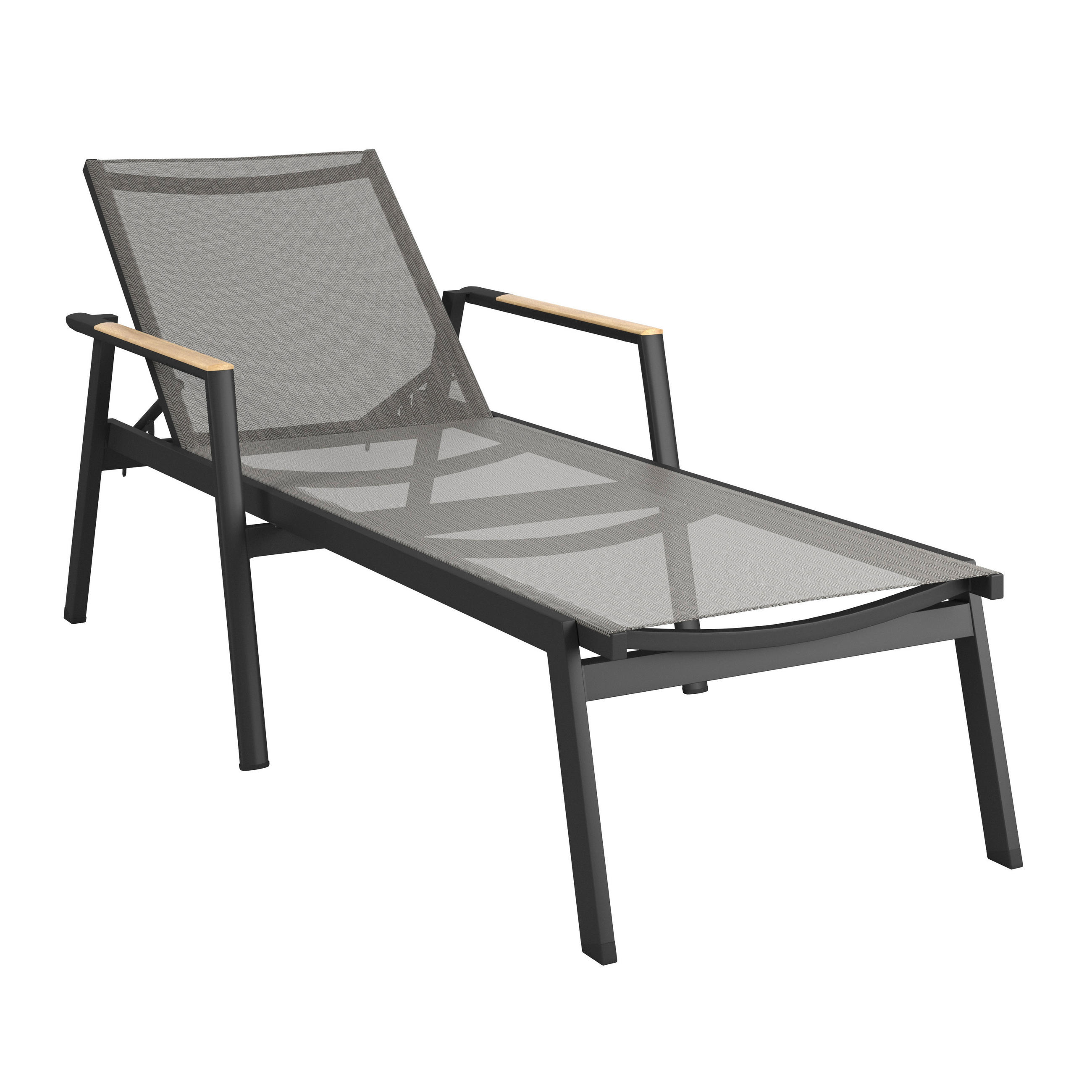 SONNENLIEGE 76/51,5/196 cm  - Schwarz/Grau, Modern, Holz/Textil (76/51,5/196cm) - Amatio