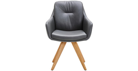 ARMLEHNSTUHL  in Webstoff Kombination Echtleder/Stoff pigmentiert  - Wildeiche/Anthrazit, Design, Leder/Holz (62/90/65cm) - Waldwelt