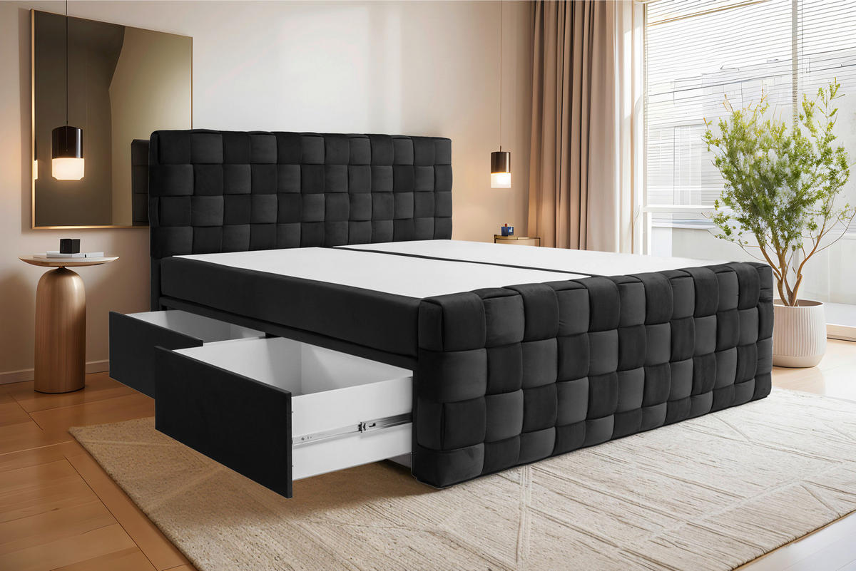 AMERICKÁ POSTEL, 180/200 cm, černá - černá, Moderní, textil (180/200cm) - Livetastic