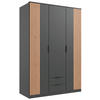 GARDEROB 135/199/58 cm 3-dörrar - grafitfärgad/svart, Klassisk, metall/trämaterial (135/199/58cm) - Best Price