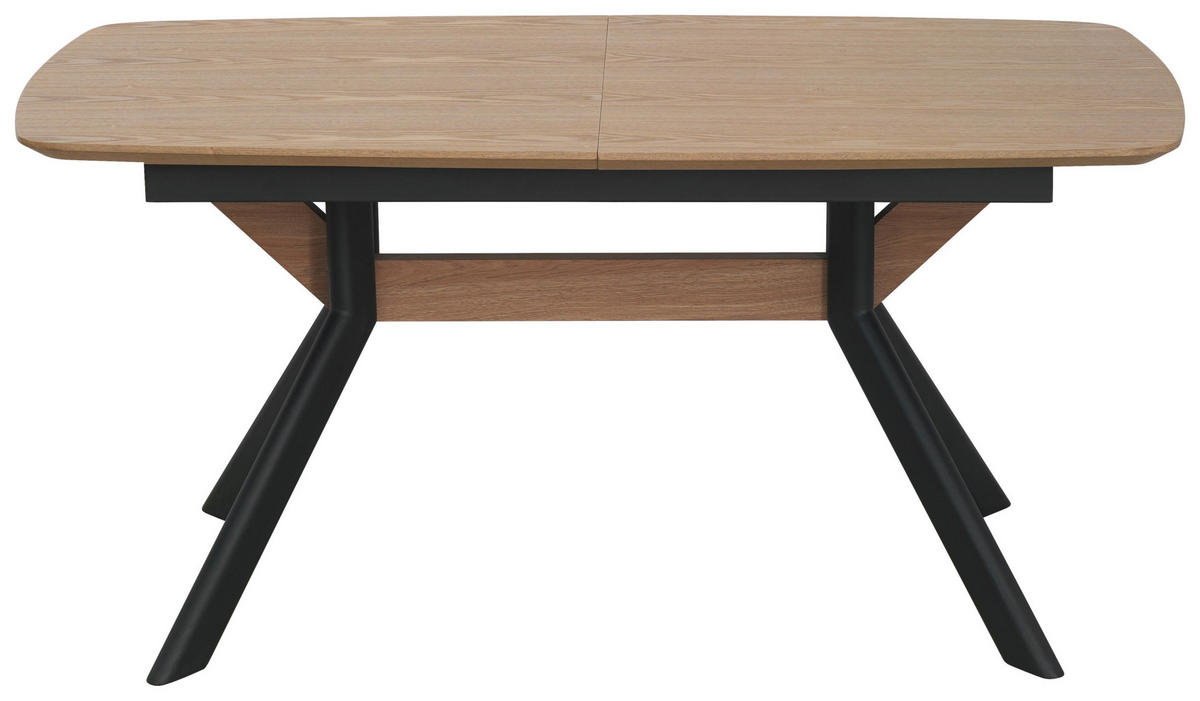 ESSTISCH 160/200/95/76 cm Nachbildung  Metall, Holzwerkstoff ausziehbar rechteckig Naturfarben, Schwarz  - Schwarz/Naturfarben, MODERN, Holzwerkstoff/Metall (160/200/95/76cm) - Livetastic