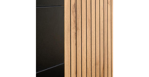 SIDEBOARD  in 205,8/81/38 cm  - Eiche Wotan/Schwarz, KONVENTIONELL, Glas/Holzwerkstoff (205,8/81/38cm) - Xora