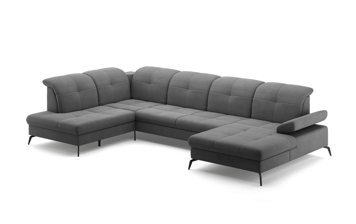 WOHNLANDSCHAFT in Flachgewebe Grau  - Schwarz/Grau, Konventionell, Textil/Metall (231/357/185cm) - Sit & More