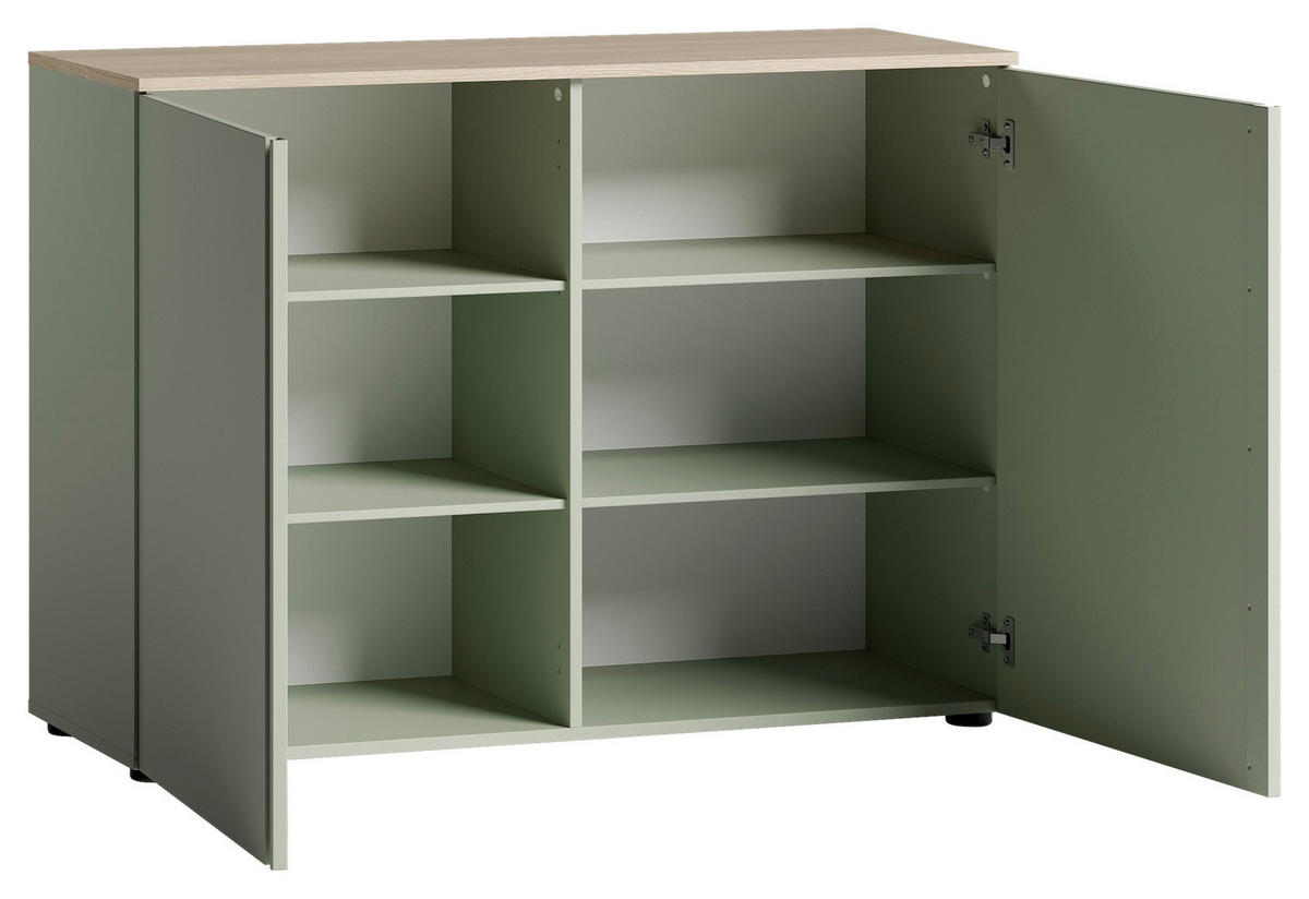 SIDEBOARD  120,2/89/43 cm  - grön/svart, Design, metall/trämaterial (120,2/89/43cm) - Voleo