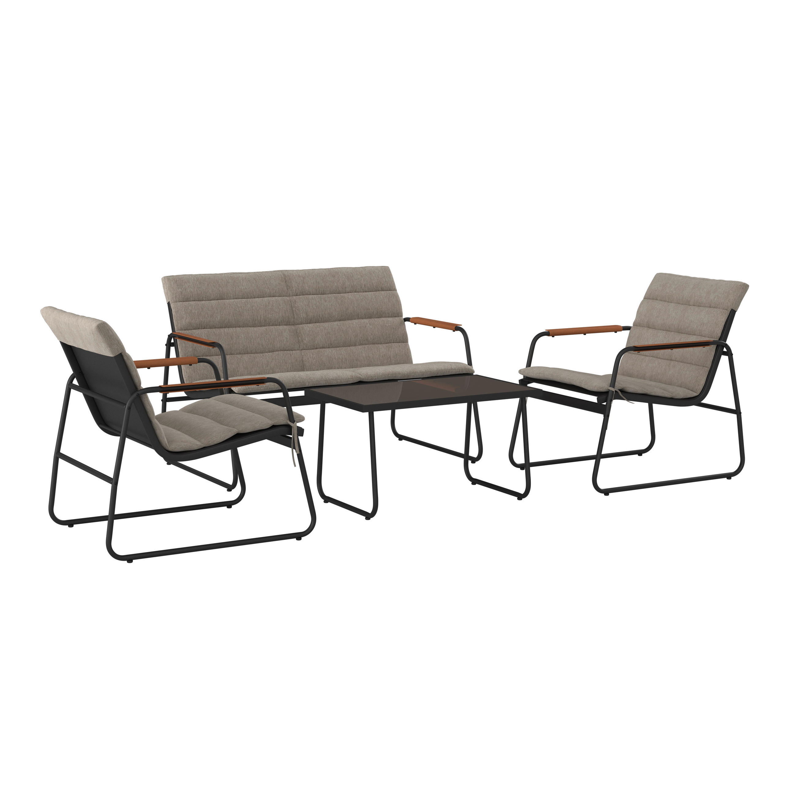 GARTENSET beschichtet Stahl  - Anthrazit/Grau, MODERN, Glas/Kunststoff (115/75,5/74cm) - Ambia Garden