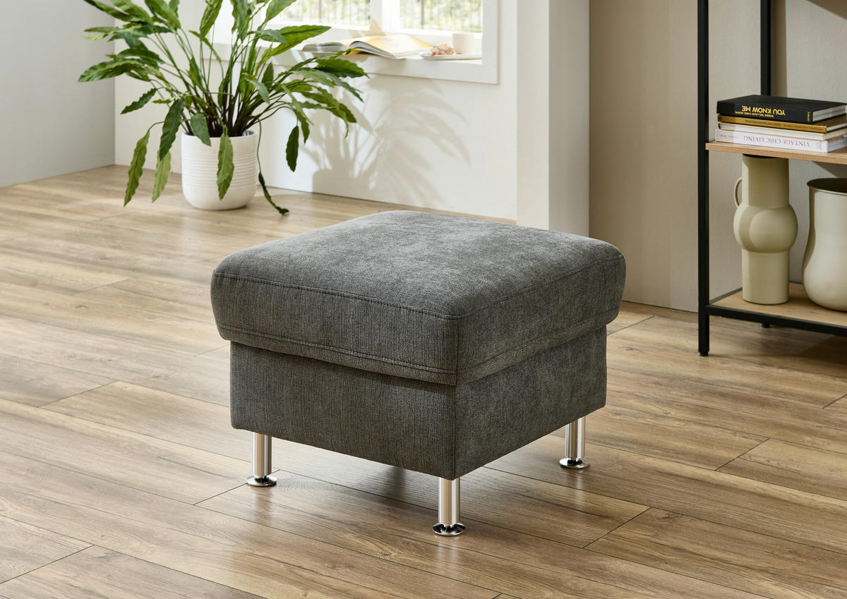 ECKSOFA in Webstoff Dunkelgrau  - Dunkelgrau/Alufarben, Konventionell, Textil/Metall (241/200cm) - Beldomo System