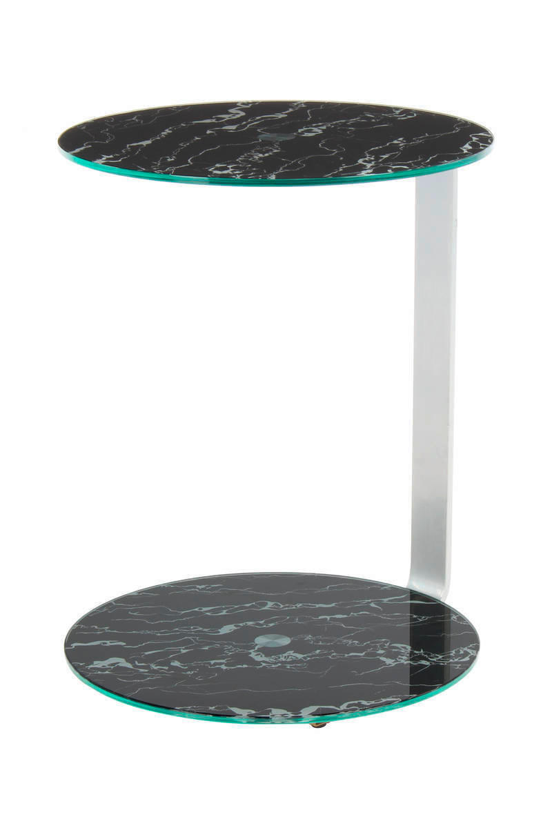 BEISTELLTISCH 40/40/53 cm Schwarz, Silberfarben rund  - Silberfarben/Schwarz, Basics, Glas/Holzwerkstoff (40/40/53cm) - Kayoom