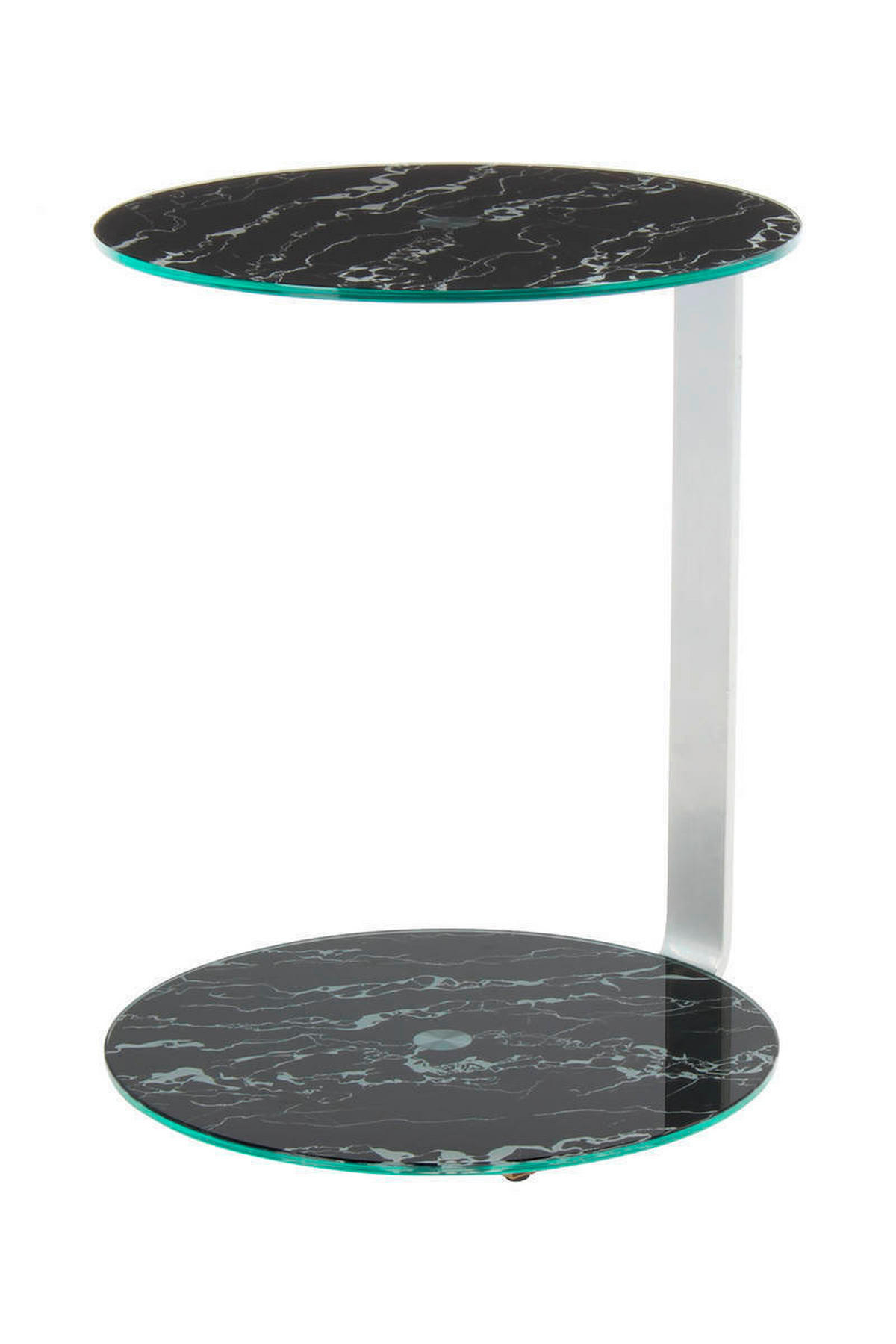 BEISTELLTISCH in Metall, Glas, Holzwerkstoff 40/40/53 cm  - Silberfarben/Schwarz, Basics, Glas/Holzwerkstoff (40/40/53cm) - Kayoom