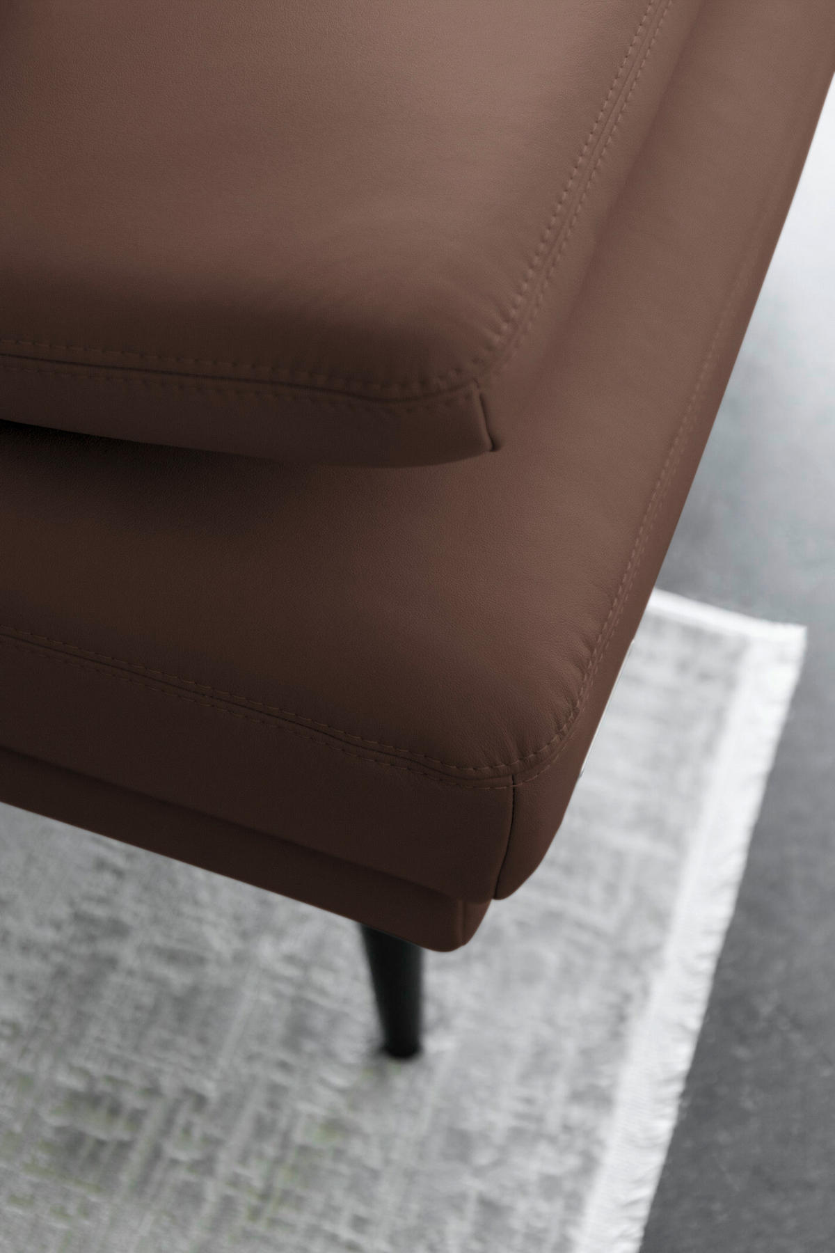 ECKSOFA Echtleder Mokka  - Schwarz/Mokka, Konventionell, Leder/Metall (301/180cm) - Joop!
