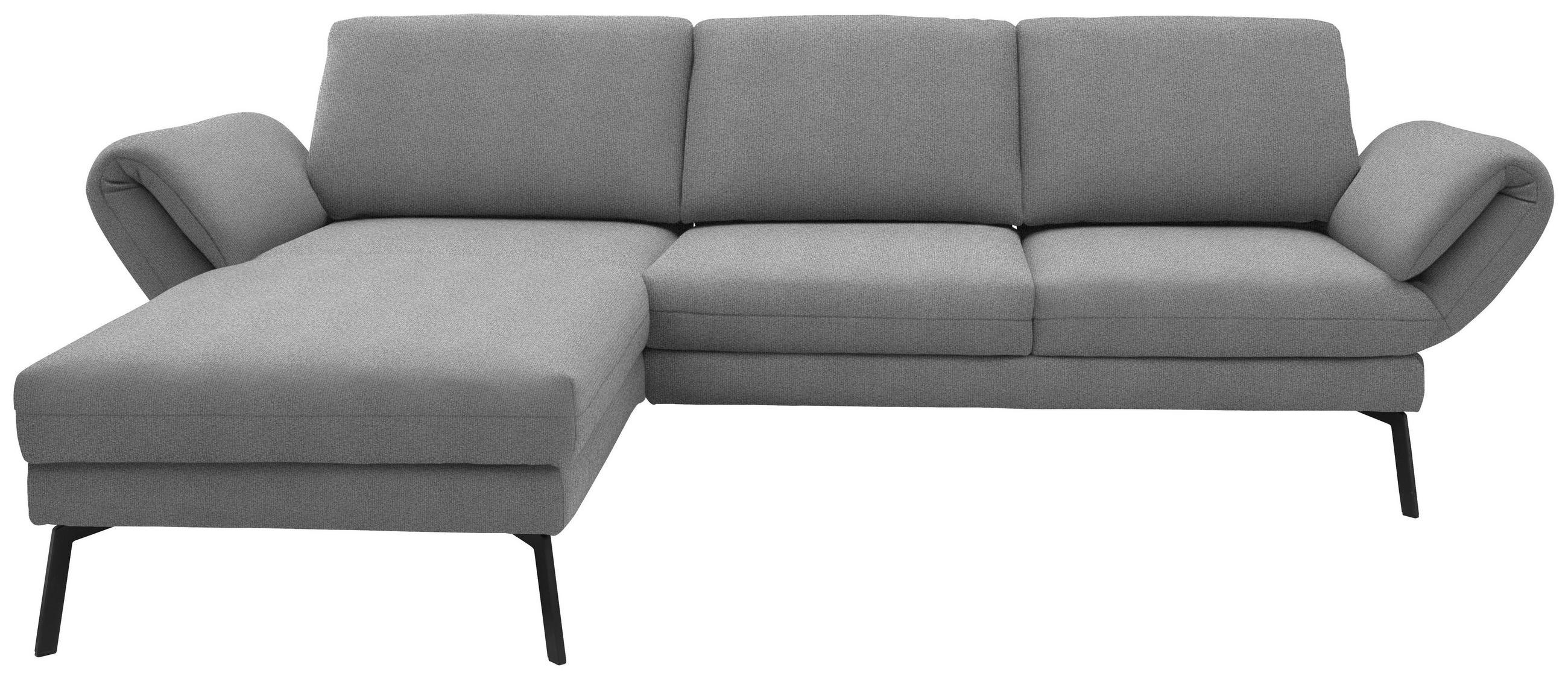 ECKSOFA  in Flachgewebe Hellgrau  175-224/255-365 cm  - Hellgrau/Schwarz, Design, Textil/Metall (175-224/255-365cm) - Dieter Knoll