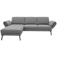 ECKSOFA  in Flachgewebe Hellgrau  175-224/255-365 cm  - Hellgrau/Schwarz, Design, Textil/Metall (175-224/255-365cm) - Dieter Knoll
