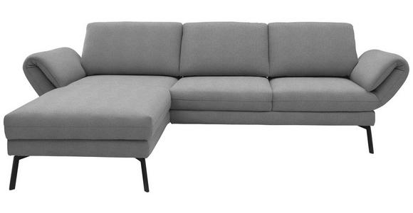 ECKSOFA  in Flachgewebe Hellgrau Armteilverstellung, Relaxfunktion, Drehsitzfunktion  175-224/255-365 cm  - Hellgrau/Schwarz, Design, Textil/Metall (175-224/255-365cm) - Dieter Knoll