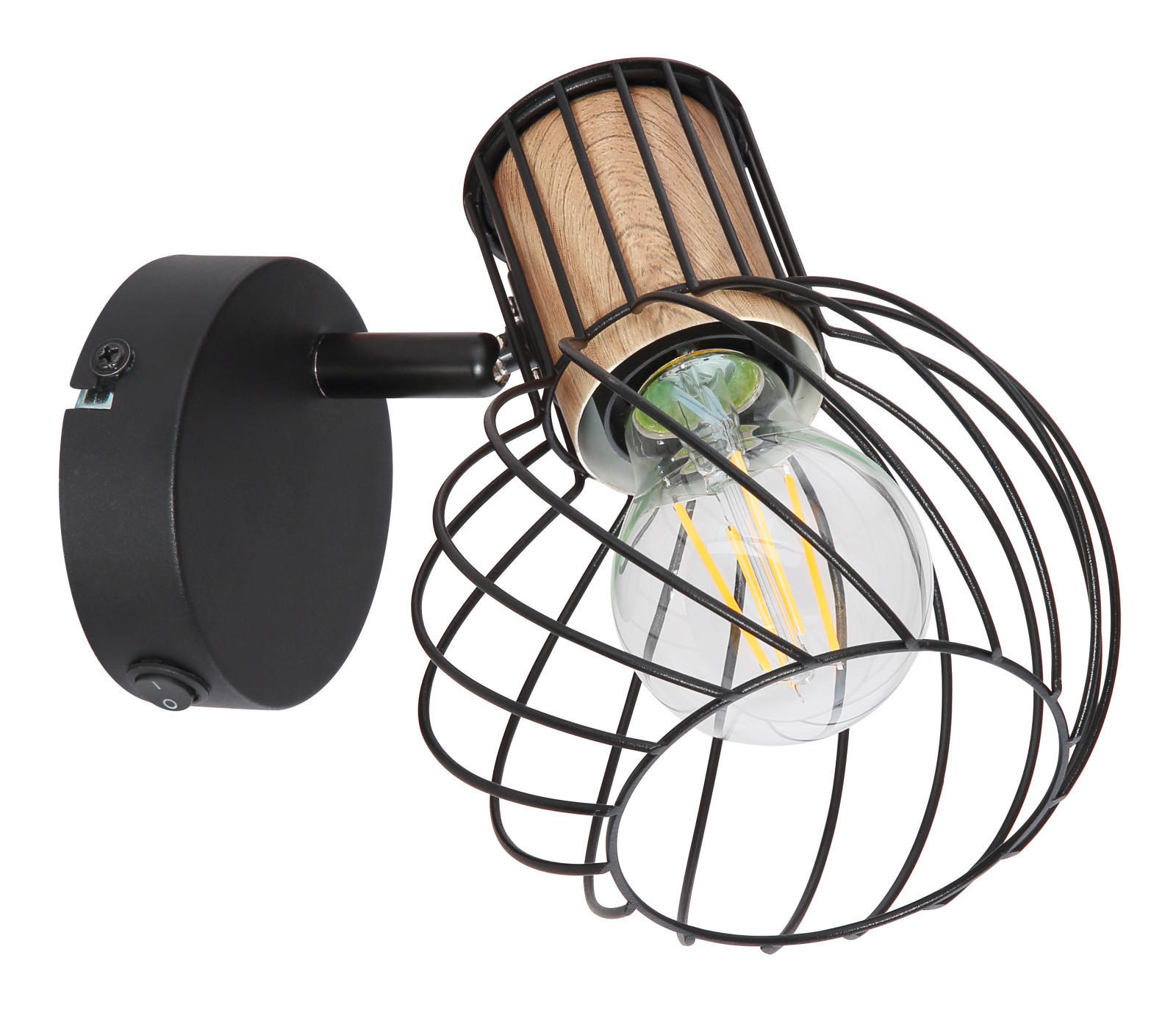 BODOVÉ SVÍTIDLO, 40 W/E27, 12/16.5/16 cm - černá/hnědá, Konvenční, kov/dřevo (12/16.5/16cm)