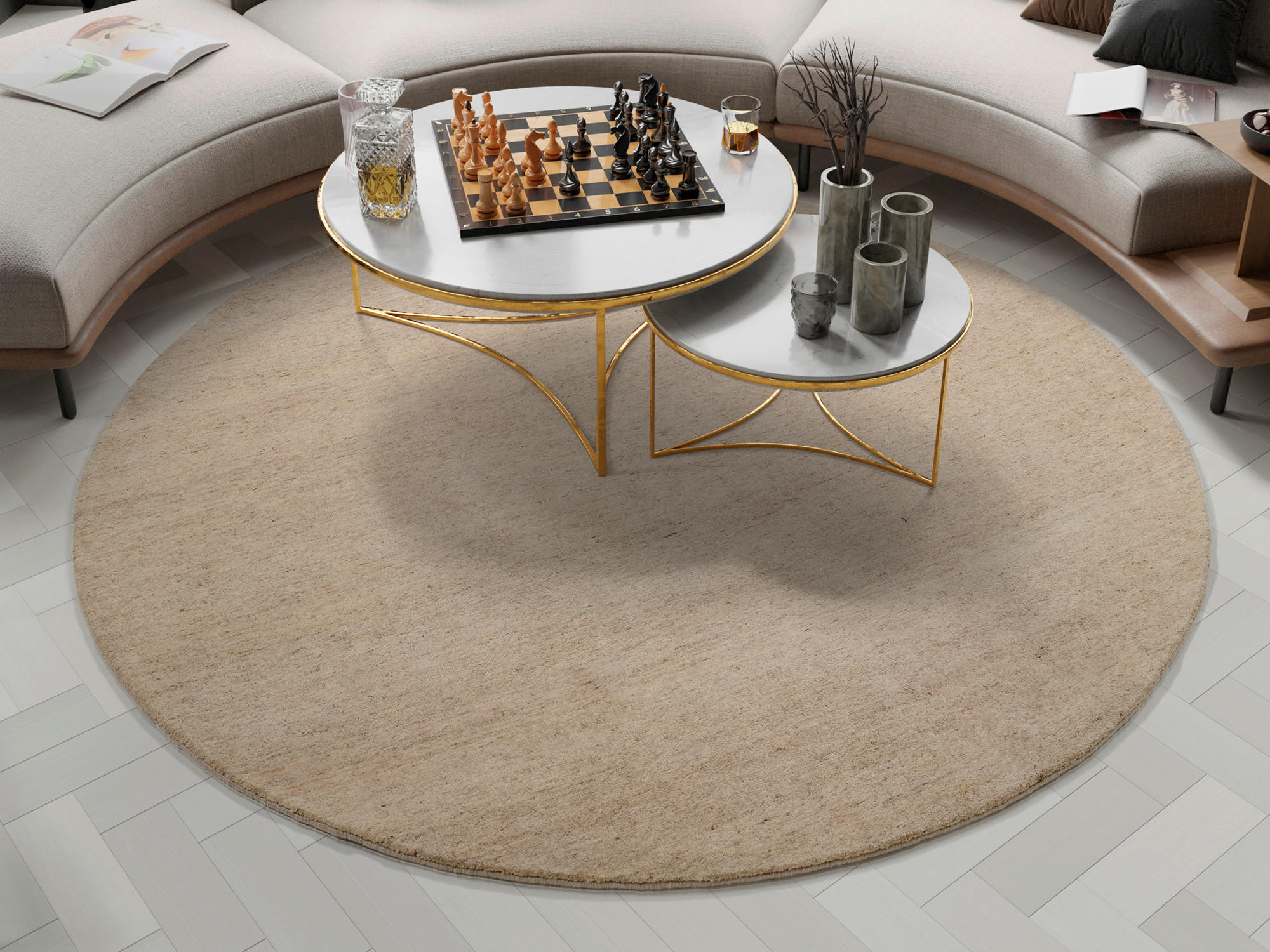 WOLLTEPPICH 150/150 cm Silverström Beige  - Beige, Basics, Textil (150/150cm)
