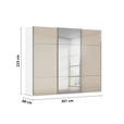 SCHWEBETÜRENSCHRANK 301/223/68 cm 3-türig Weiß, Champagner  - Chromfarben/Champagner, KONVENTIONELL, Glas/Holzwerkstoff (301/223/68cm) - Novel