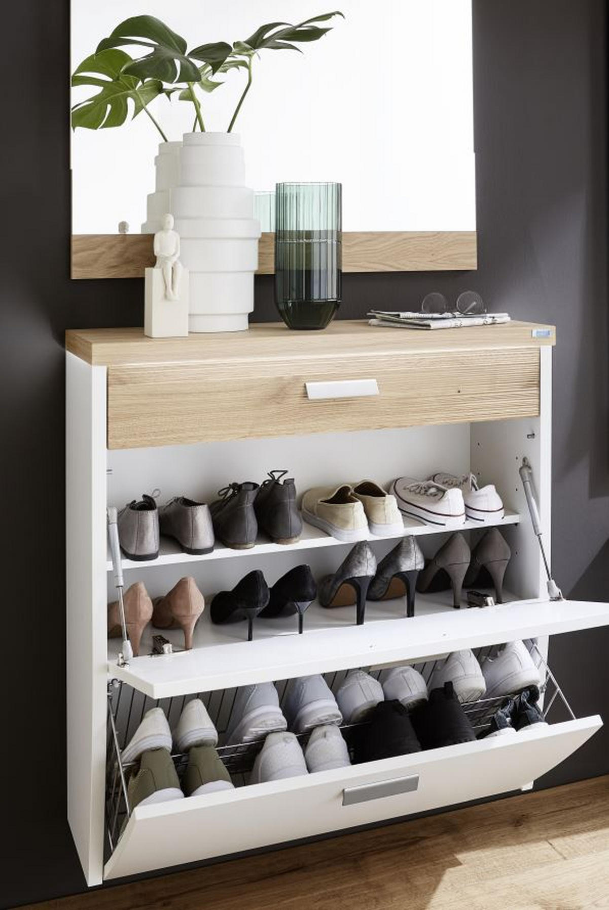 GARDEROBE 5-teilig  in 290/200/32 cm  - Eichefarben/Weiß, Design, Holz/Holzwerkstoff (290/200/32cm) - Dieter Knoll