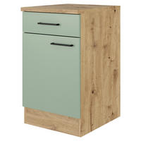 KÜCHENUNTERSCHRANK 50/85/57 cm  in Grün, Eiche Artisan  - Schwarz/Eiche Artisan, KONVENTIONELL, Holzwerkstoff/Metall (50/85/57cm) - FlexWell