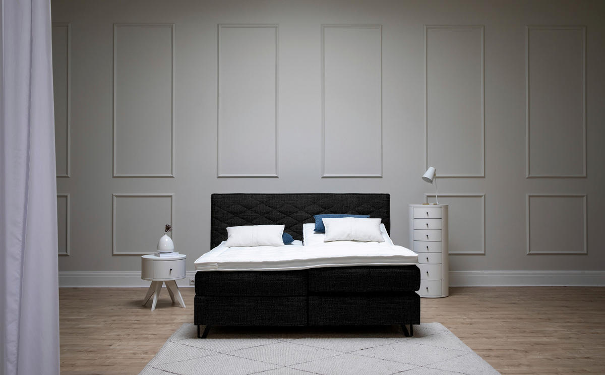 BOXSPRINGBETT 180/200 cm  in Schwarz  - Schwarz, KONVENTIONELL, Holz/Textil (180/200cm) - Sjöholm