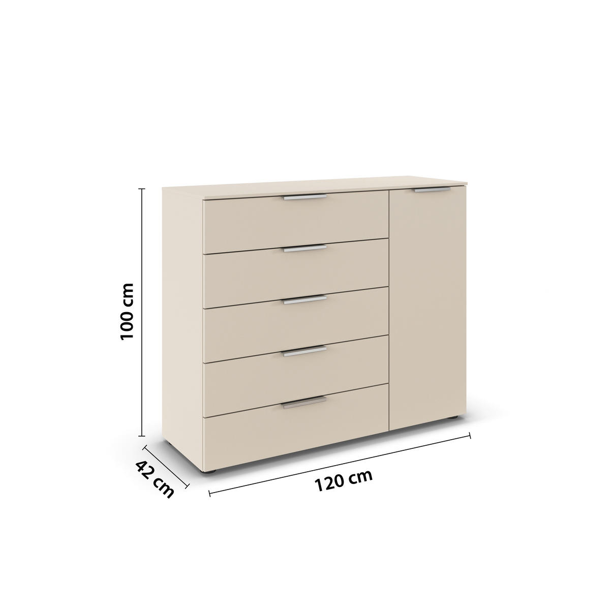 BYRÅ 120/100/42 cm  - kromfärg/champagne, Modern, metall/trämaterial (120/100/42cm) - Rauch Möbel