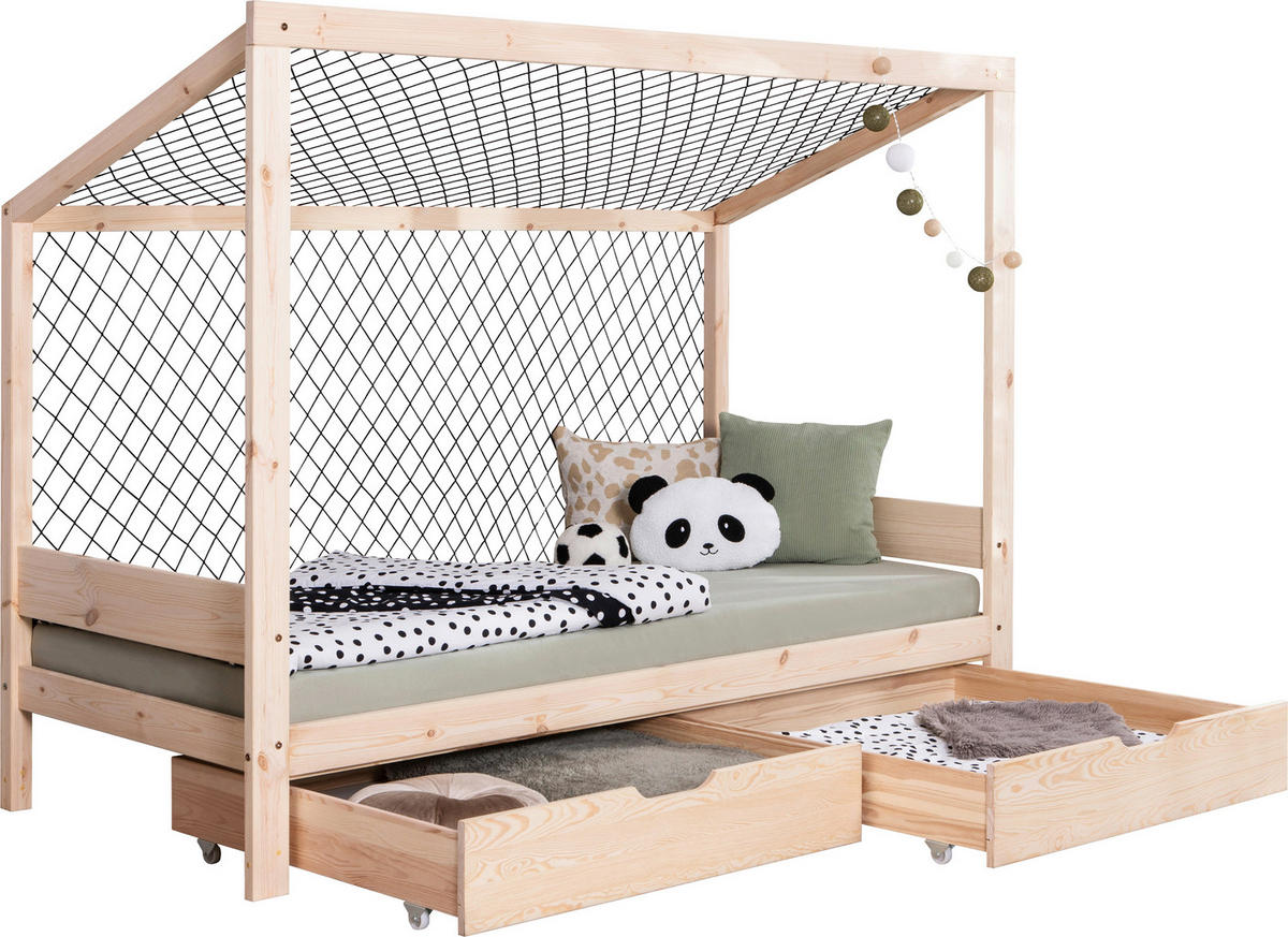 STAURAUMBETT 90/200 cm  in Naturfarben  - Naturfarben, MODERN, Holz/Textil (90/200cm) - MID.YOU