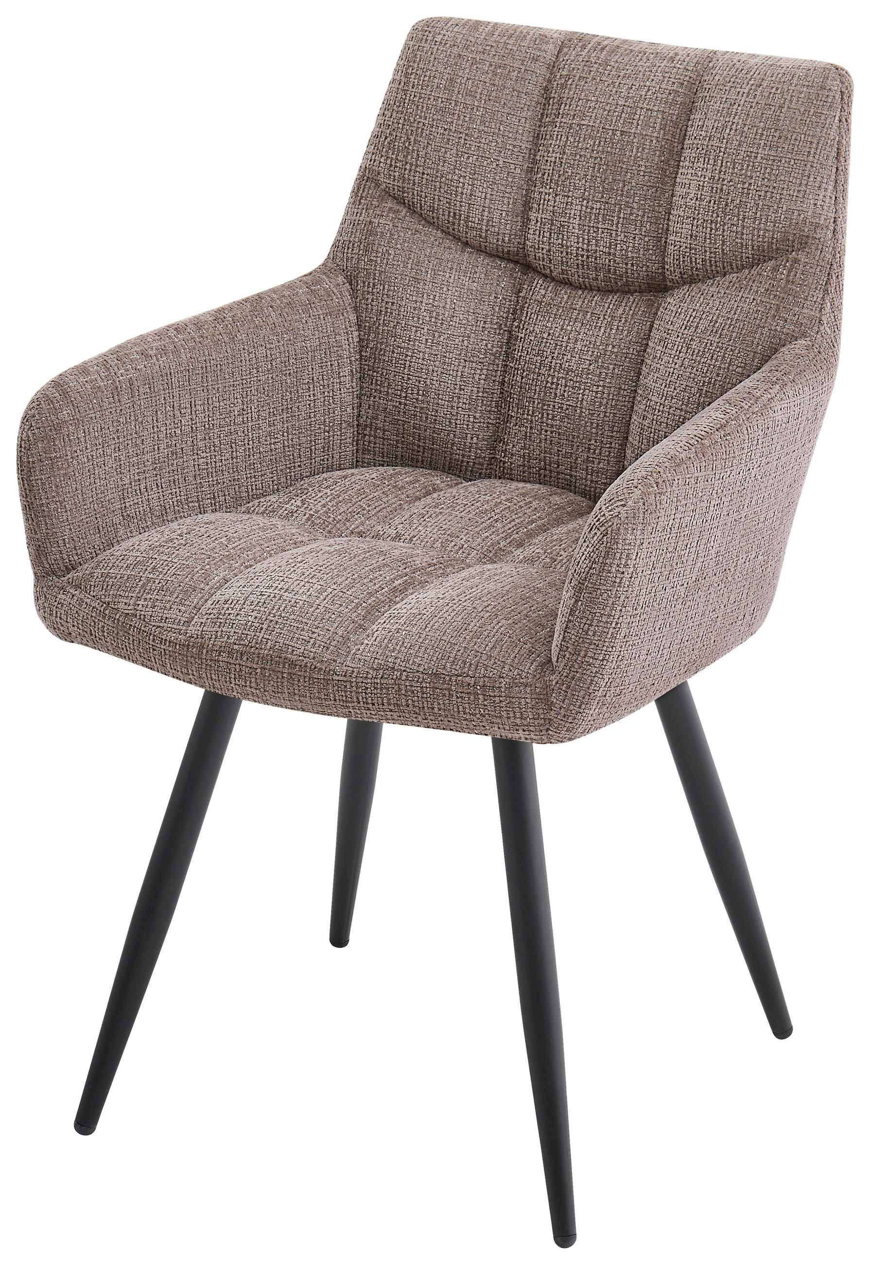 NASLANJAČ, kovina, tekstil črna, rjavosiva  - rjavosiva/črna, Design, kovina/tekstil (61/83,5/60cm) - Stylife