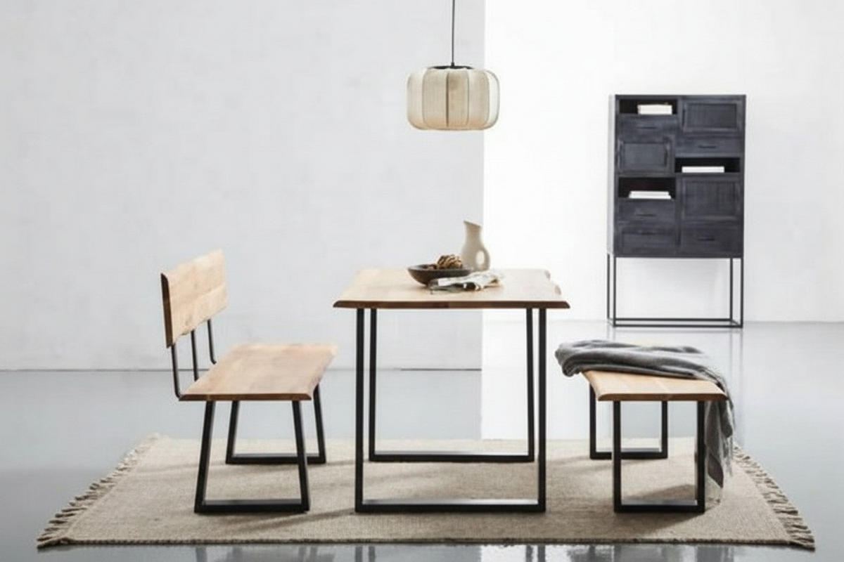 ÜLŐPAD - akáciaszínű/fekete, Natur, fa/fém (200/85/50cm) - Livetastic