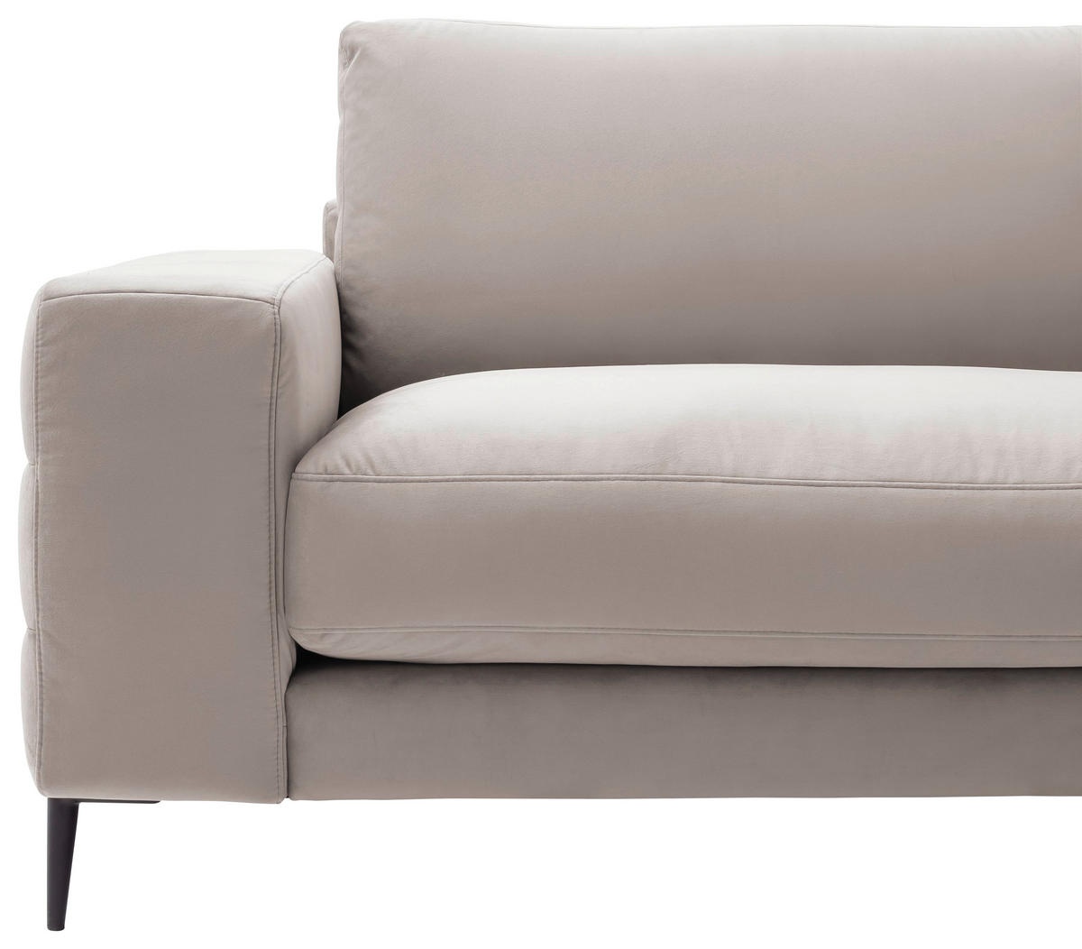 ECKSOFA in Velours Sandfarben  - Sandfarben/Schwarz, Design, Textil/Metall (253/177cm) - Dieter Knoll