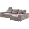 ECKSOFA in Flachgewebe Beige  - Beige, Design, Textil/Metall (260/188cm) - Hom`in