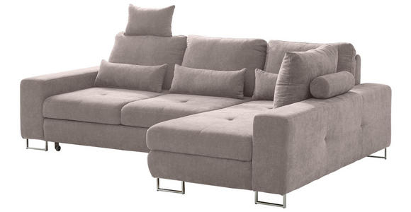 ECKSOFA in Flachgewebe Beige  - Beige, Design, Textil/Metall (260/188cm) - Hom`in