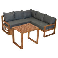 LOUNGEGARNITUR Akazie massiv  - Naturfarben/Grau, MODERN, Holz (182/166/62,5cm) - Gardenson