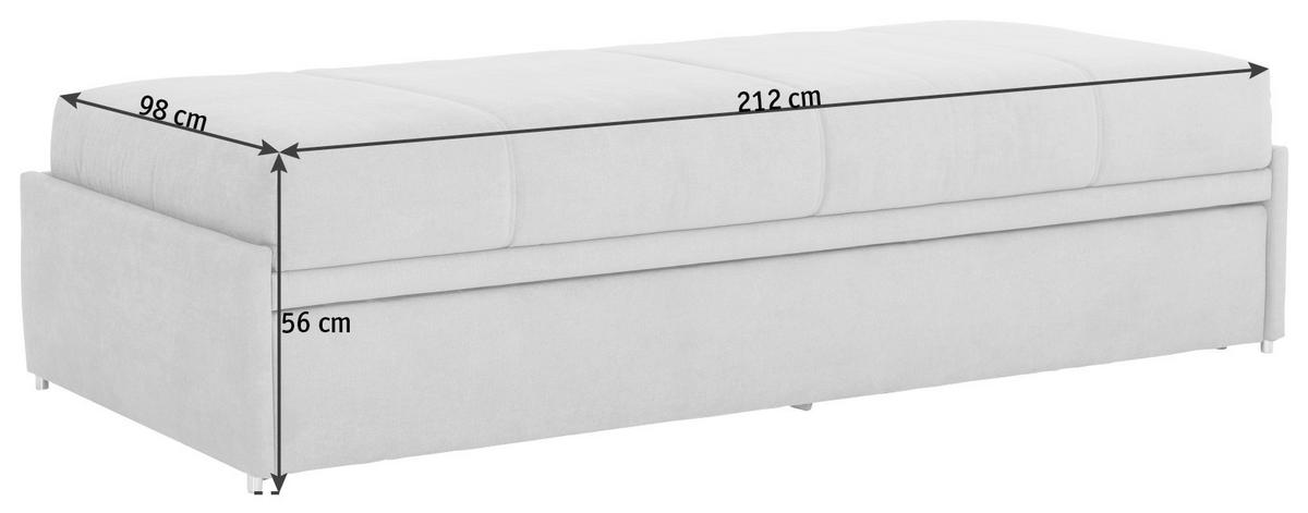SCHLAFSOFA Flachgewebe Hellgrau  - Hellgrau, Design, Textil (212/56/98cm) - Bali