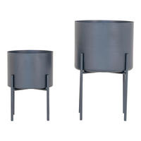 ÜBERTOPF-SET  - Grau, Design, Metall