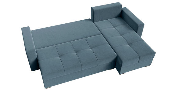 ECKSOFA  in Samt Blau  - Chromfarben/Blau, KONVENTIONELL, Kunststoff/Textil (233/140cm) - Carryhome