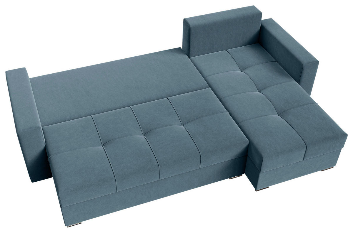 ECKSOFA Blau Samt  - Chromfarben/Blau, KONVENTIONELL, Kunststoff/Textil (233/140cm) - Carryhome