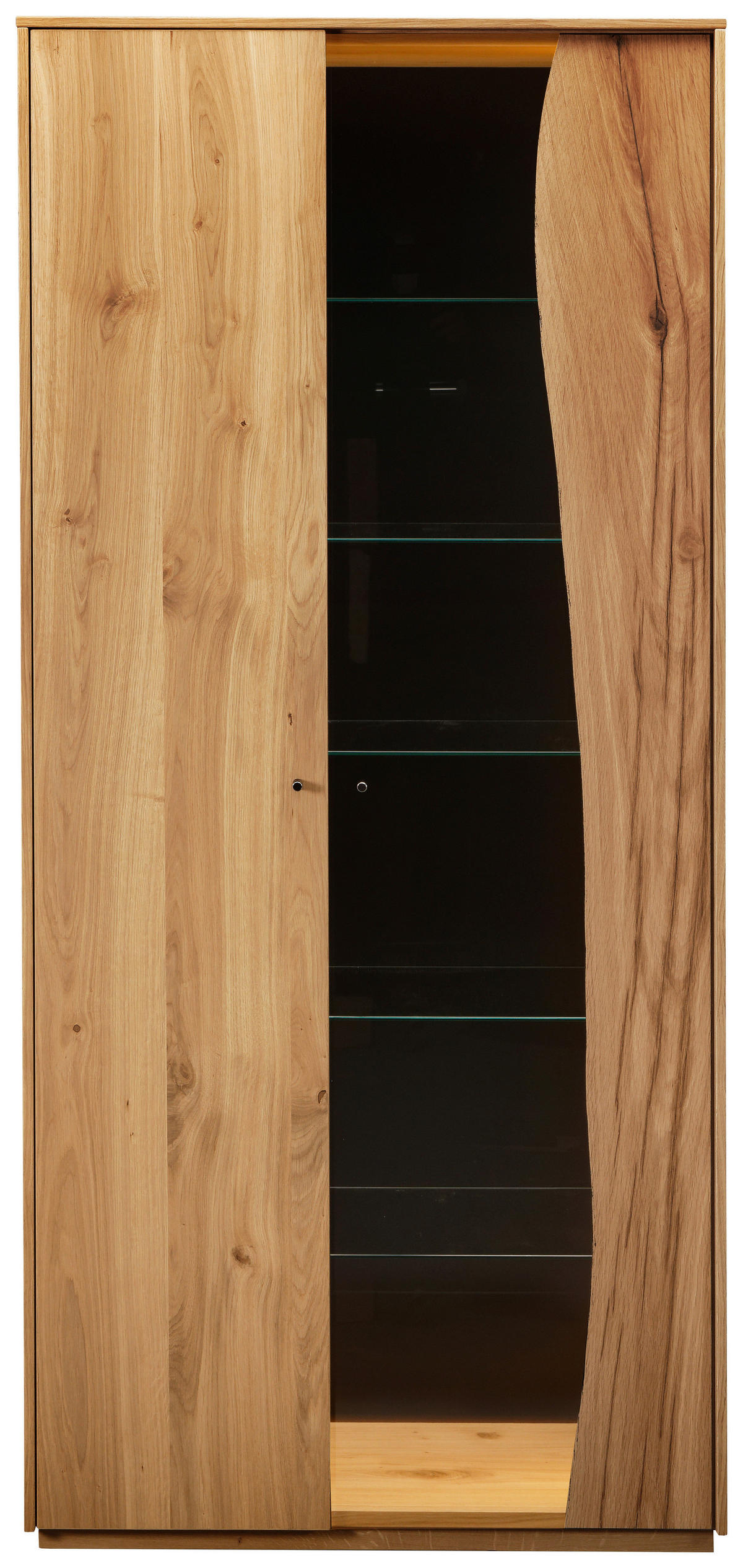 VITRINE furniert Wildeiche Grau, Wildeiche  - Wildeiche/Schwarz, Modern, Glas/Holz (82,7/184,3/43,8cm) - Moderano