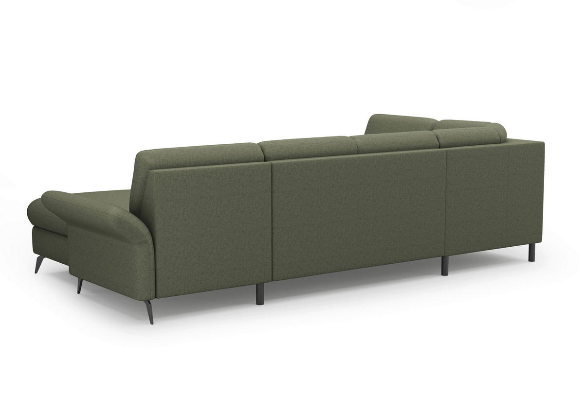 WOHNLANDSCHAFT in Flachgewebe Olivgrün  - Schwarz/Olivgrün, Konventionell, Textil/Metall (195/314/164cm) - Sit & More