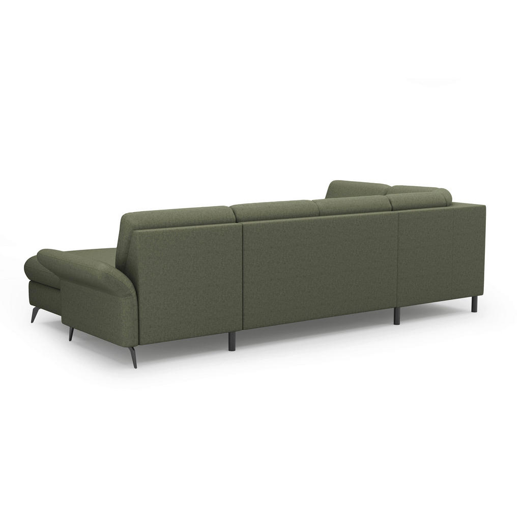 Thumbnail - Sit & More Wohnlandschaft Rochelle E, Olivgrün, Textil, 6,5-Sitzer, Ottomane links, U-Form, 314x195 cm, Goldenes M, Oeko...