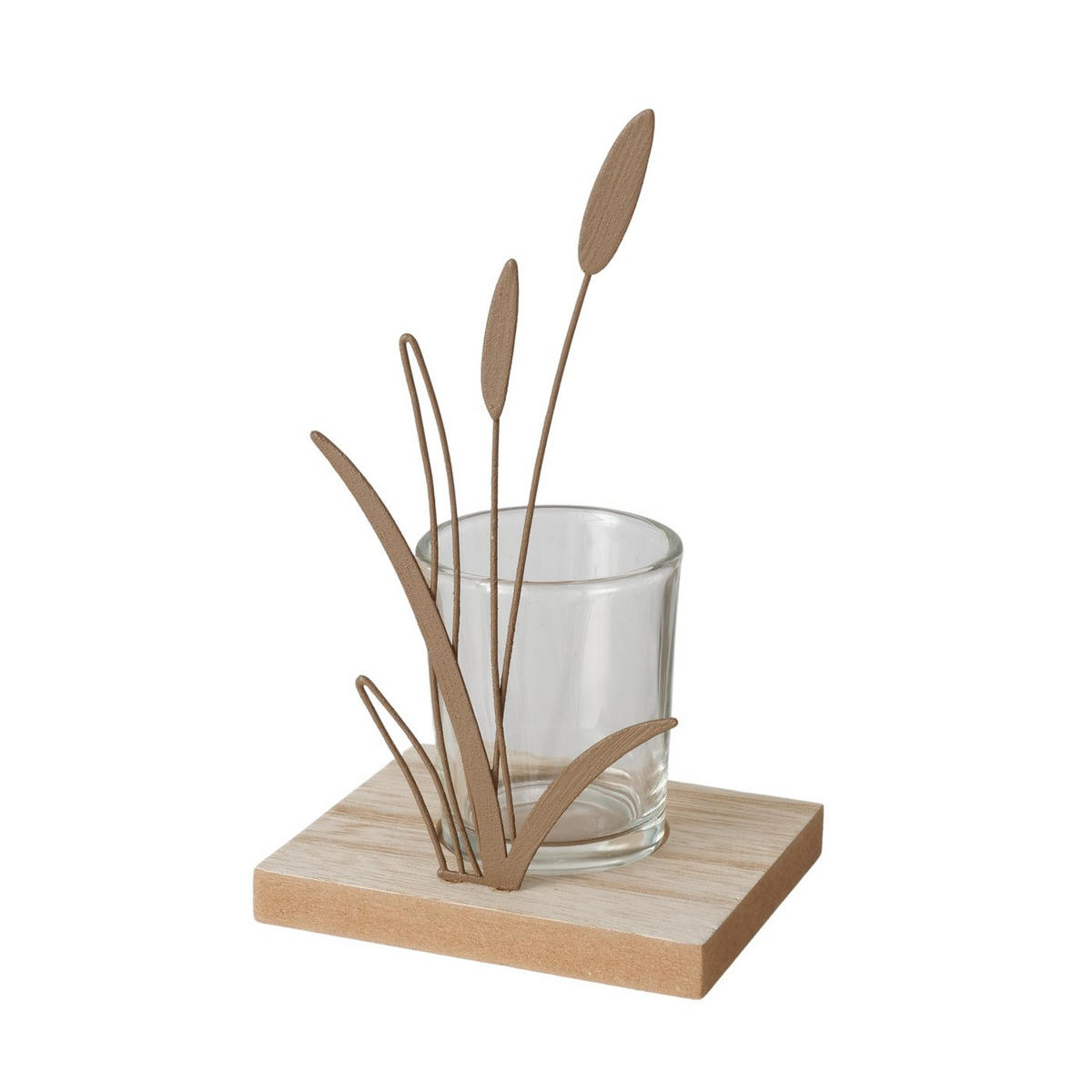 WINDLICHT - Creme/Braun, Basics, Glas/Holzwerkstoff (10/8/18,5cm)