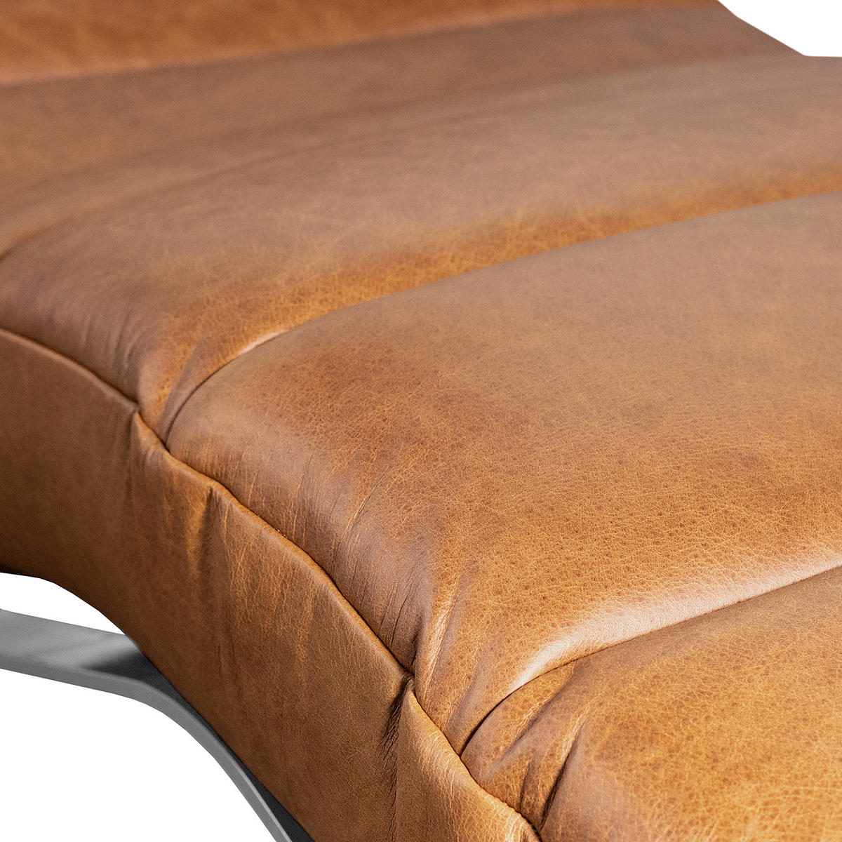 RELAXLIEGE Echtleder Cognac  - Cognac/Silberfarben, Design, Leder/Metall (65/65-95/171cm) - Livetastic