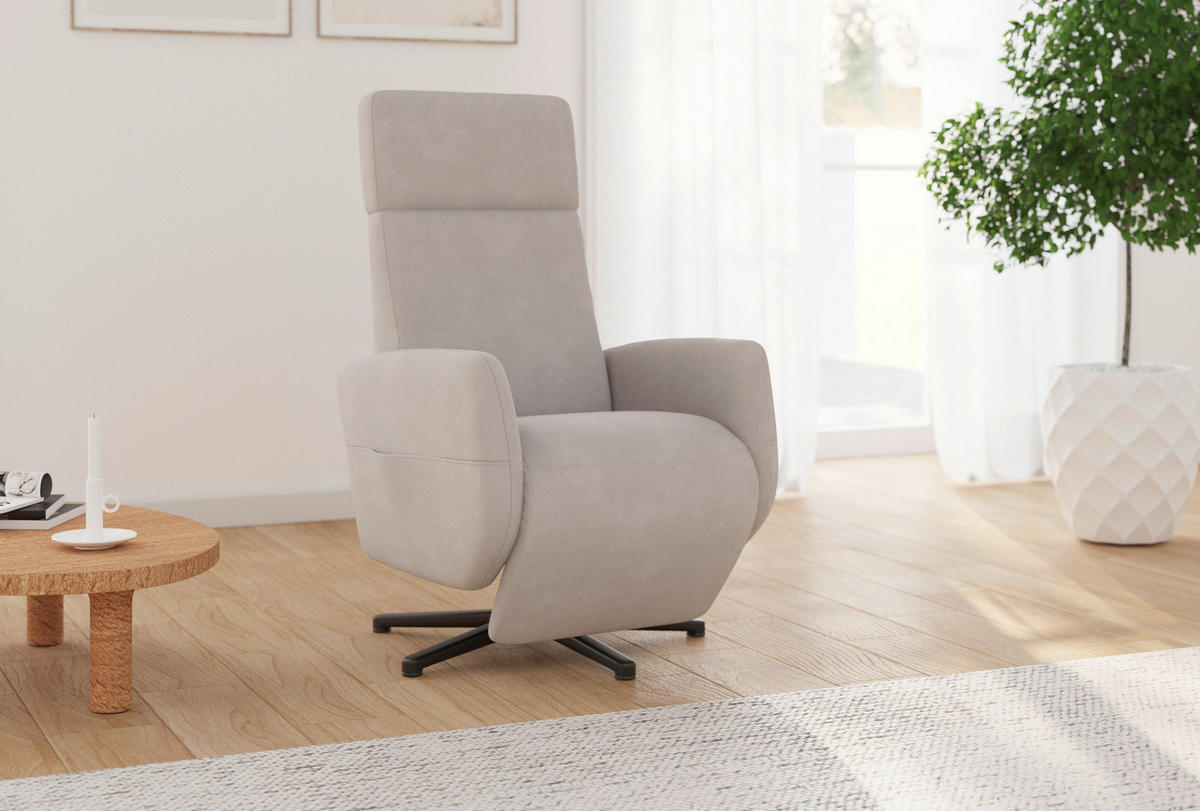 RELAXSESSEL ROCHELLE E Flachgewebe    - Greige/Schwarz, KONVENTIONELL, Textil/Metall (71/110/82cm) - Sit & More