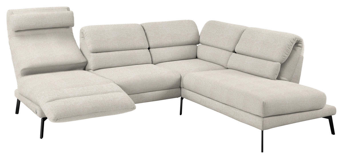 ECKSOFA in Flachgewebe Naturfarben, Beige  - Beige/Schwarz, Design, Textil/Metall (256-363/212-253cm) - Dieter Knoll
