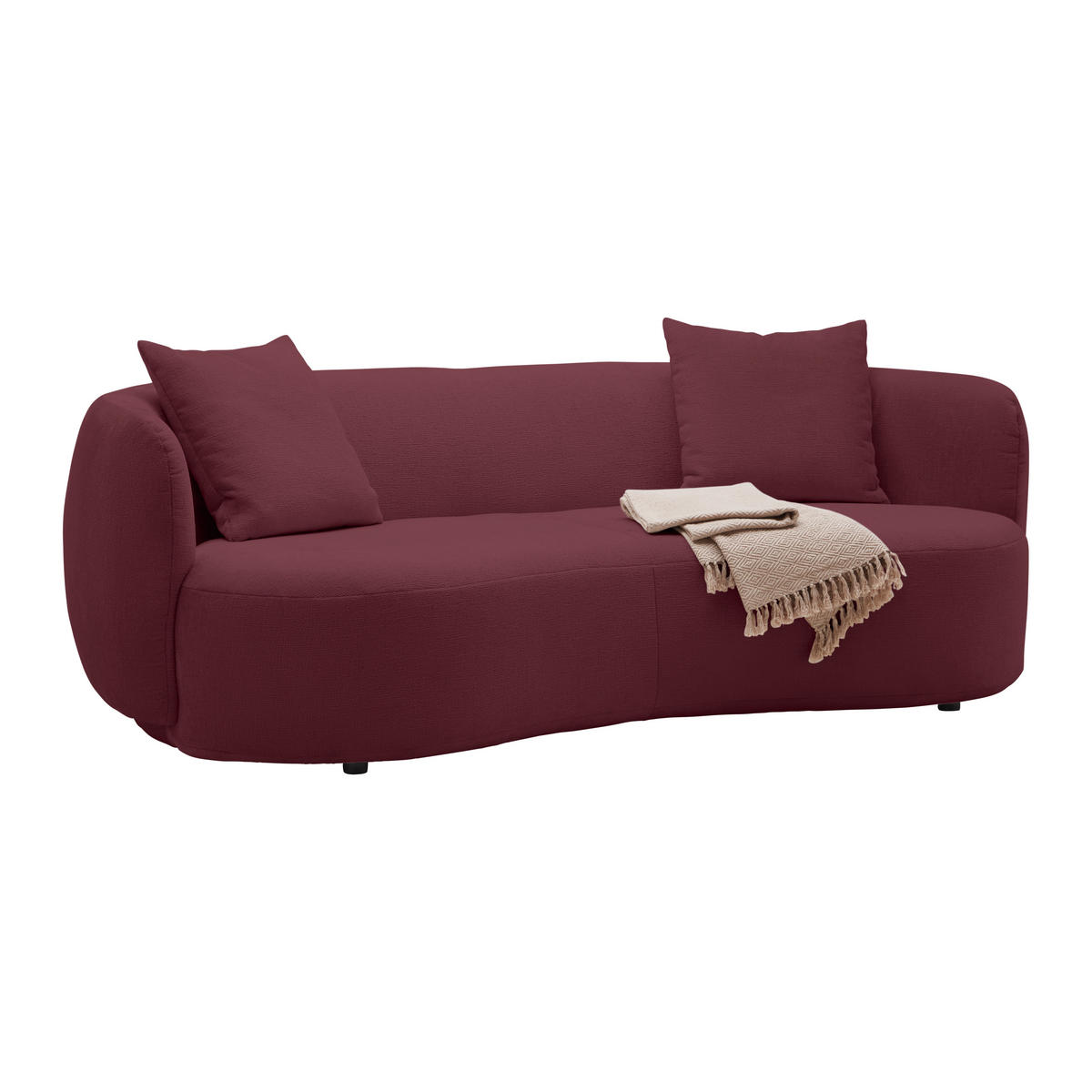 BIG SOFFA i chenille bordeaux  - bordeaux/svart, Modern, textil/plast (235/72/110cm) - MID.YOU