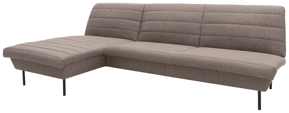 ECKSOFA Looks IX Braun, Beige Webstoff  - Beige/Schwarz, Design, Textil/Metall (168/274cm) - LOOKS by W.Joop