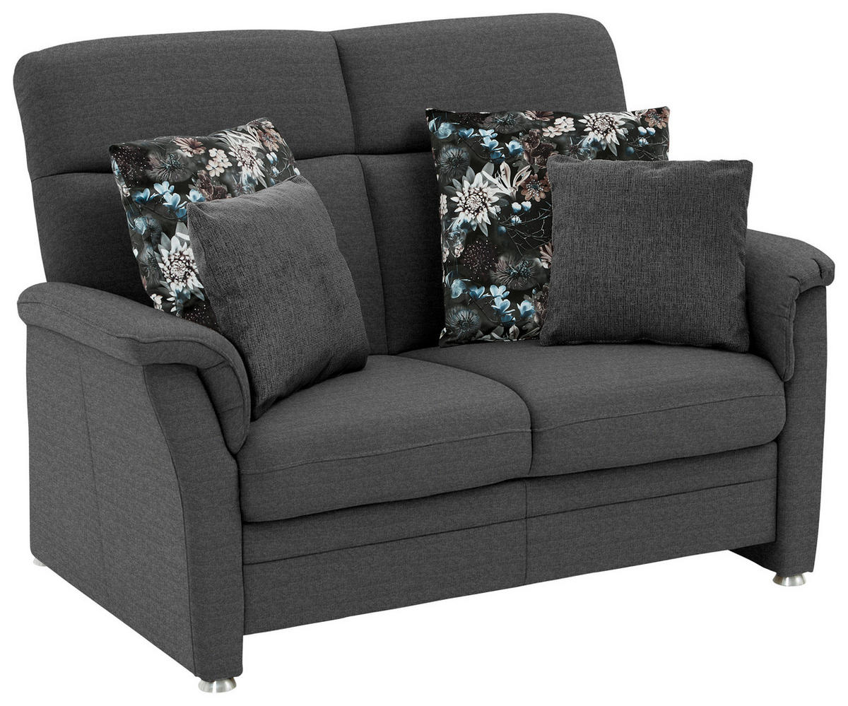 2-SITZER-SOFA Flachgewebe Dunkelgrau  - Dunkelgrau/Alufarben, Konventionell, Textil/Metall (142/100/89cm) - Beldomo Comfort