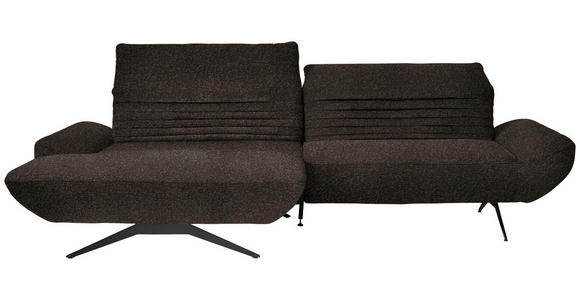 ECKSOFA  in Bouclé Dunkelbraun  170-195/280 cm  - Dunkelbraun/Schwarz, Design, Textil/Metall (170-195/280cm) - Dieter Knoll