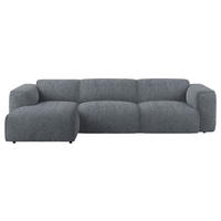 ECKSOFA Dunkelgrau Webstoff Rücken echt  - Dunkelgrau/Schwarz, Design, Kunststoff/Textil (171/290cm) - home24