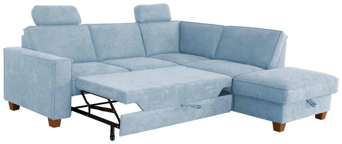 ECKSOFA Hellblau Flachgewebe  - Eichefarben/Hellblau, KONVENTIONELL, Holz/Textil (236/213cm) - Sit & More