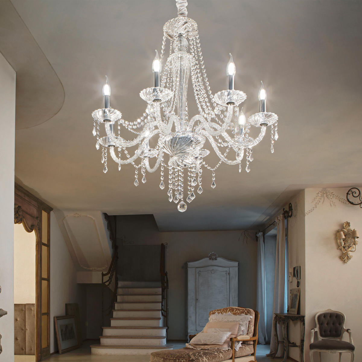 RASKOŠNI LUSTER  80/111-180 cm      - providno, Konvencionalno, staklo (80/111-180cm)